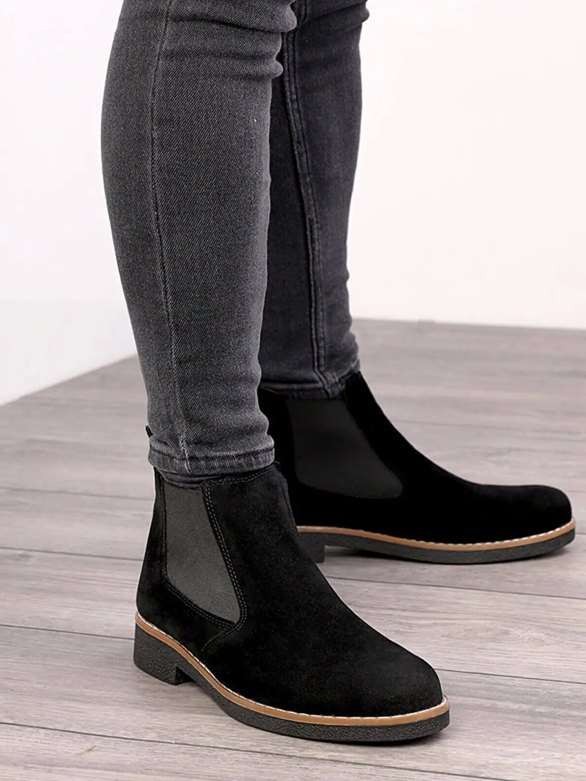 Chelsea Boots Unisex Orthopedic Insoles Warm Soft Casual Winter Microfiber and Suede Outside, Cold Proof Fleece Lining Inside
