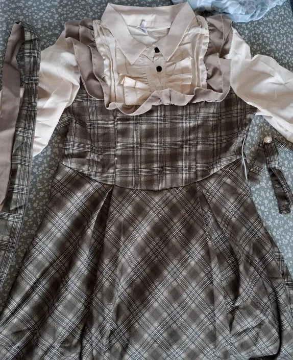 French Vintage Midi Dress Women Casual Evening Party Plaid Dress Office Lady Outwear One Piece Dress Korean Fashion Spring Chic photo review