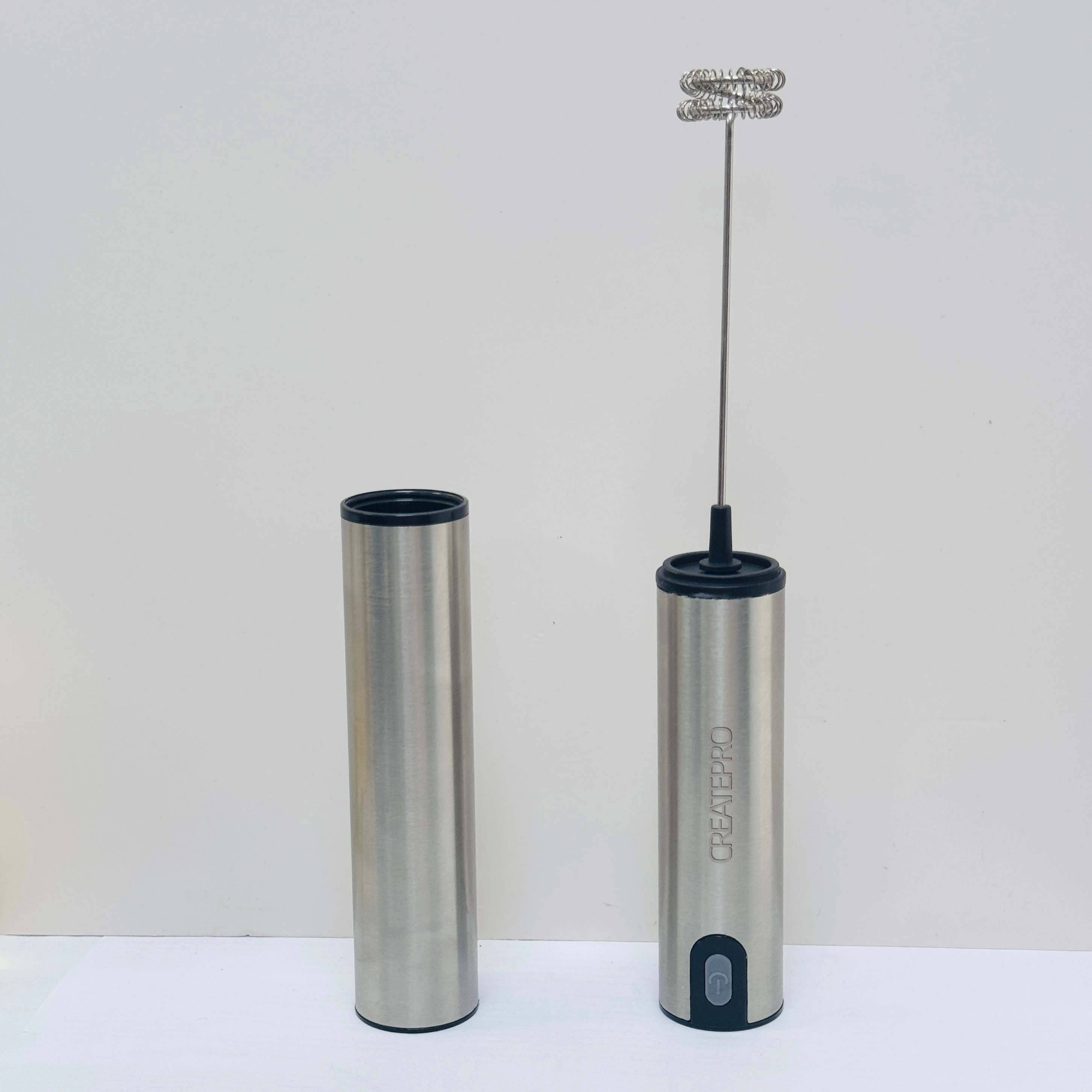 Stainless Steel USB Rechargeable Handheld Milk Frother with Storage Lid