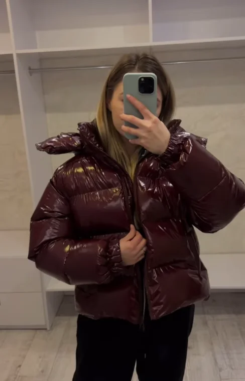 Glossy Padded Puffer Jacket - Women's Winter Coat