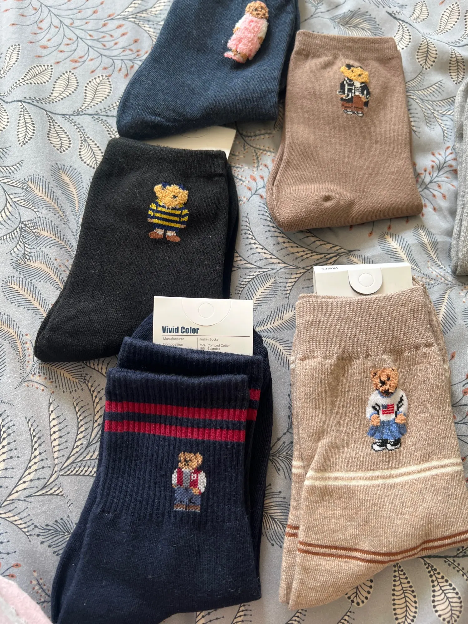 Cute Cartoon Teddy Bear Socks for Women photo review