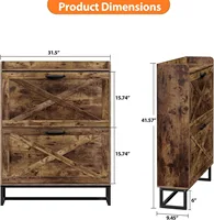 Shoe Cabinet with 2 Flip Drawers, Hidden Shoe Storage Cabinet for Entryway, Narrow Shoe Rack, Freestanding Slim Shoe 3