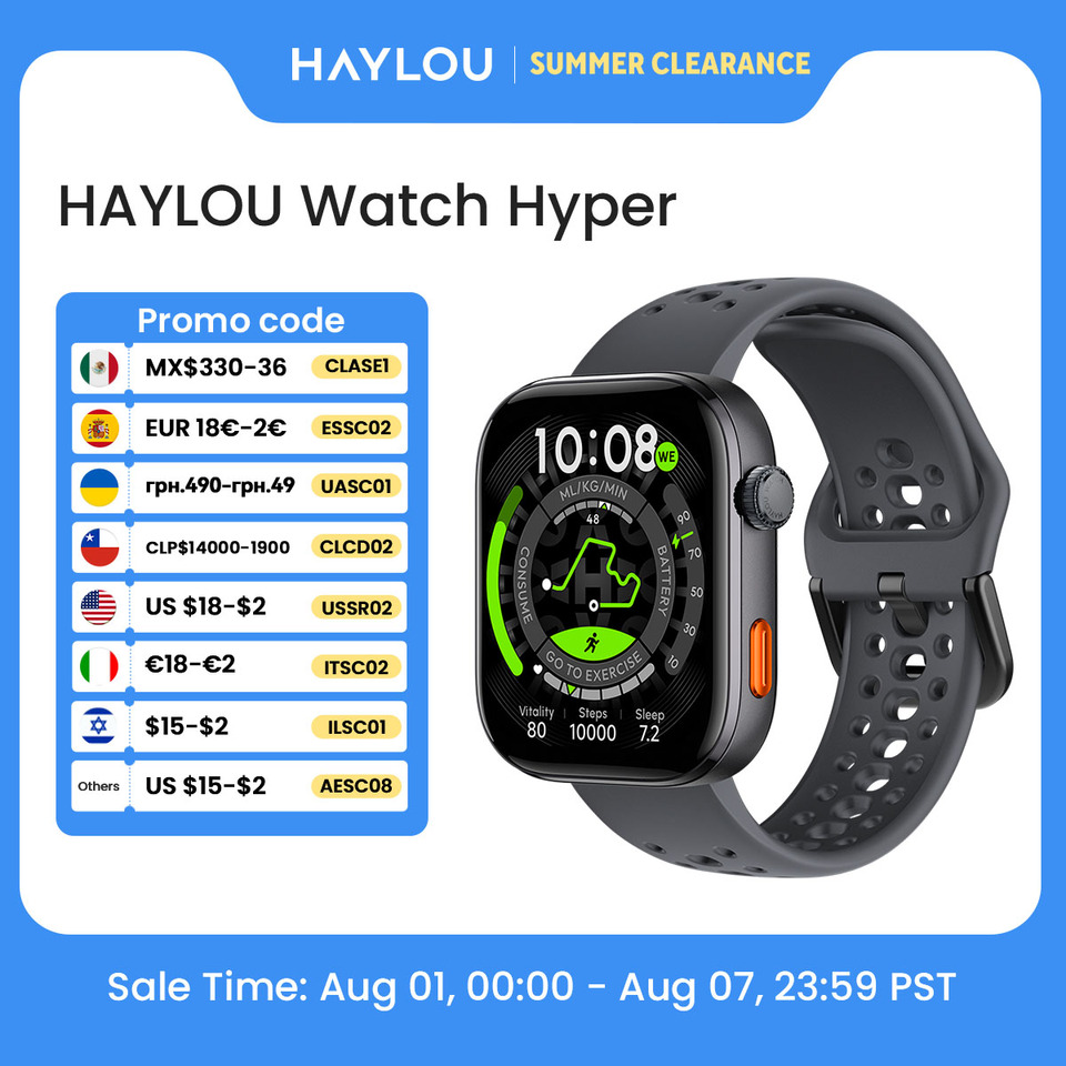 HAYLOU Watch Hyper Smartwatch 1.97" AMOLED Display Supports Dual-Band GPS Compass Offline Maps Message Reply Smart Watch 5ATM