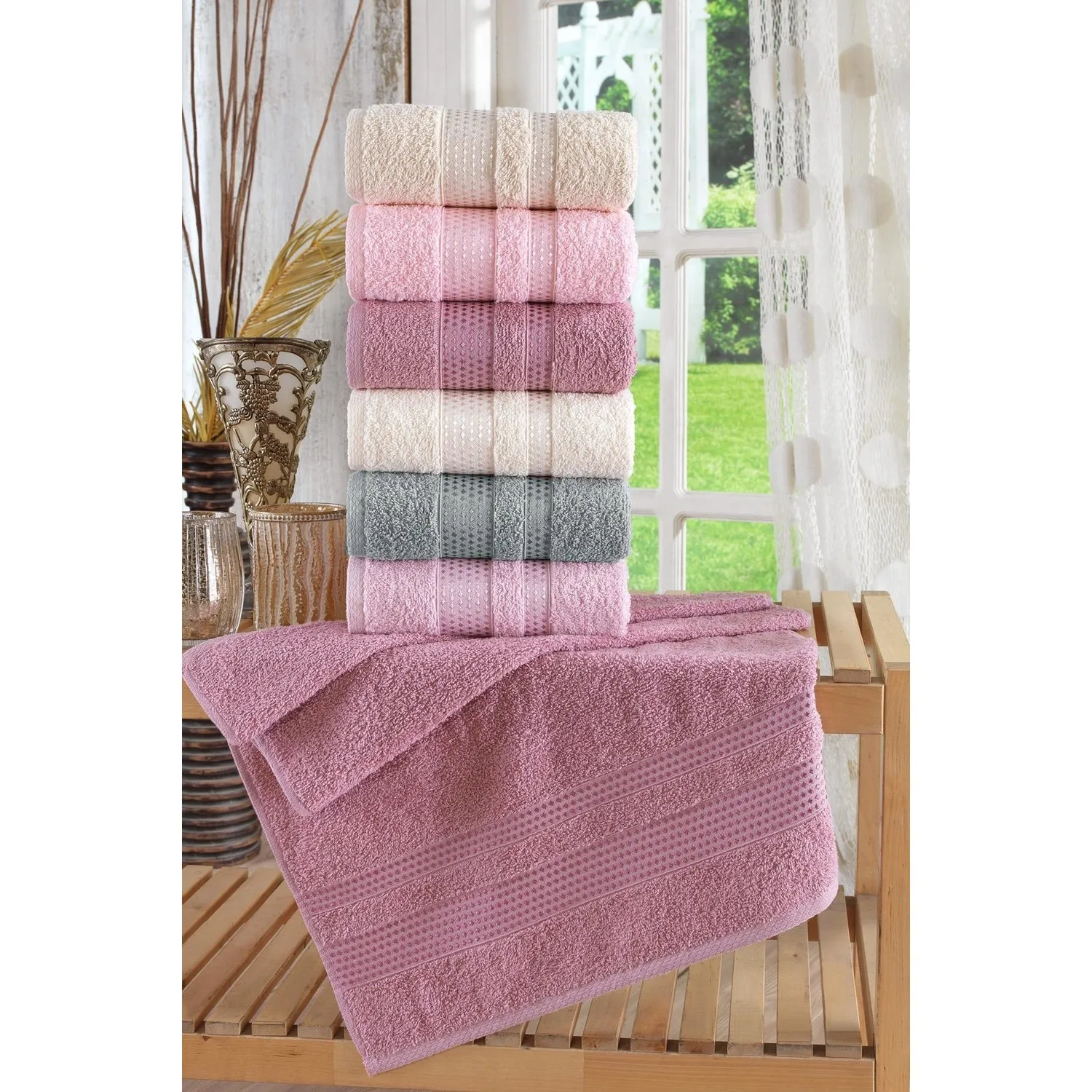 

Zeynep Tekstil Stars Antibacterial 6 Pcs 50X90 cm Hand&Face Towel Set