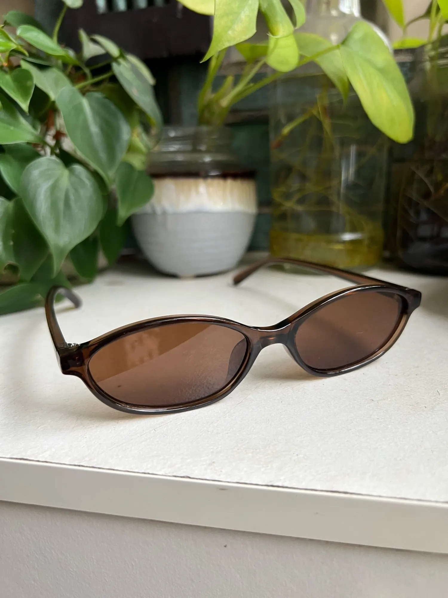 Cute Oval Small Frame Sunglasses Women Brown photo review
