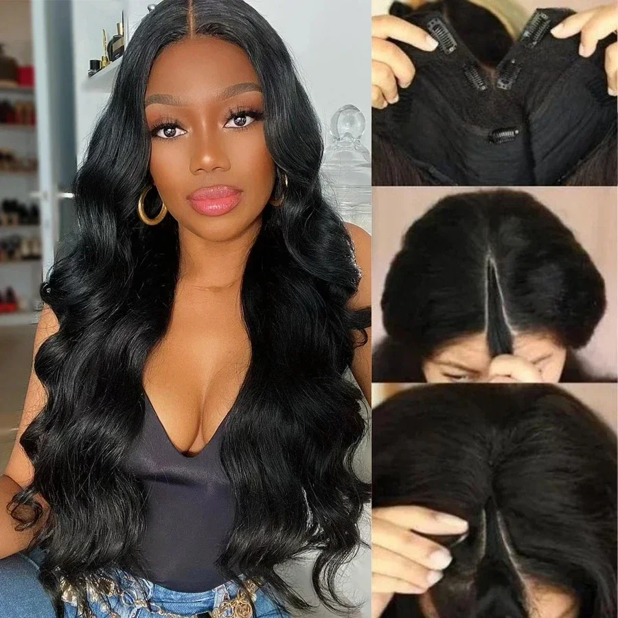 U V Part Wig Human Hair Body Wave Human Hair Wigs No Leave Out No Glue Brazilian Remy V Part Wave Wigs for Women Human Hair Wigs