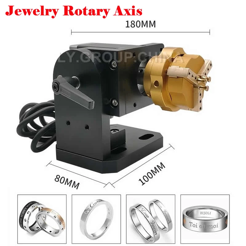 

CNC Fiber Laser 4th Axis Ring Jewelry Rotary Axis with Copper Clamp Jig For 90 Degree Rotation Marking Carving Engraving Machine