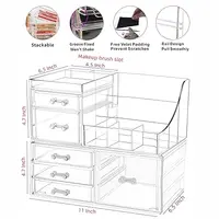 2 - Pack Clear Acrylic Makeup Storage Organizer. Each with 6 Stackable Drawers. Ideal Cute Desk Organizer for Vanity, Jewelry 2