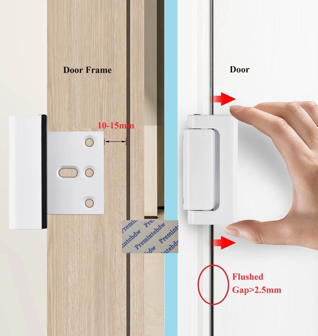 1Piece Aluminum Inward Swinging Open Door Reinforcement Latch Lock For Burglar Prevention Childproof