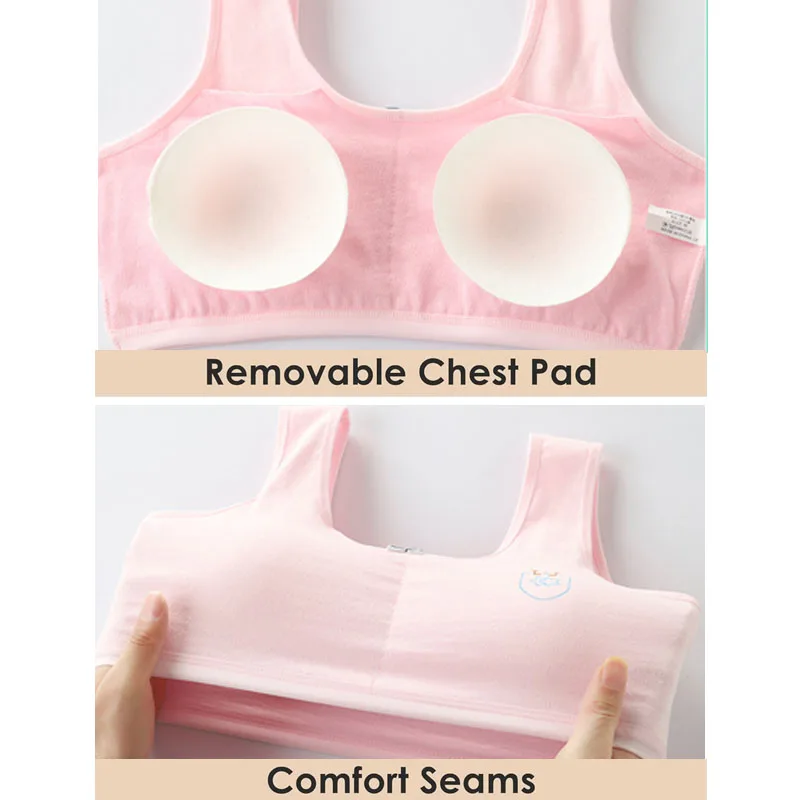 4Pcs/lot Sport Underwear for Teens Breathable Cotton Girl Wireless Training Bra Soft Skin-Friendly School Girls Bras Clothing