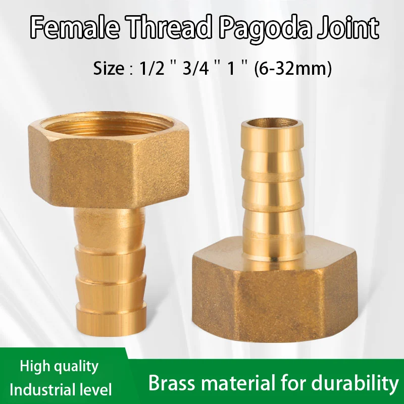 

1Pcs Female Thread Pagoda Jiont BSP 1/2＂3/4＂1＂ Green Head Brass Pipe Fitting Connector Accessories Straight Head 6-32mm