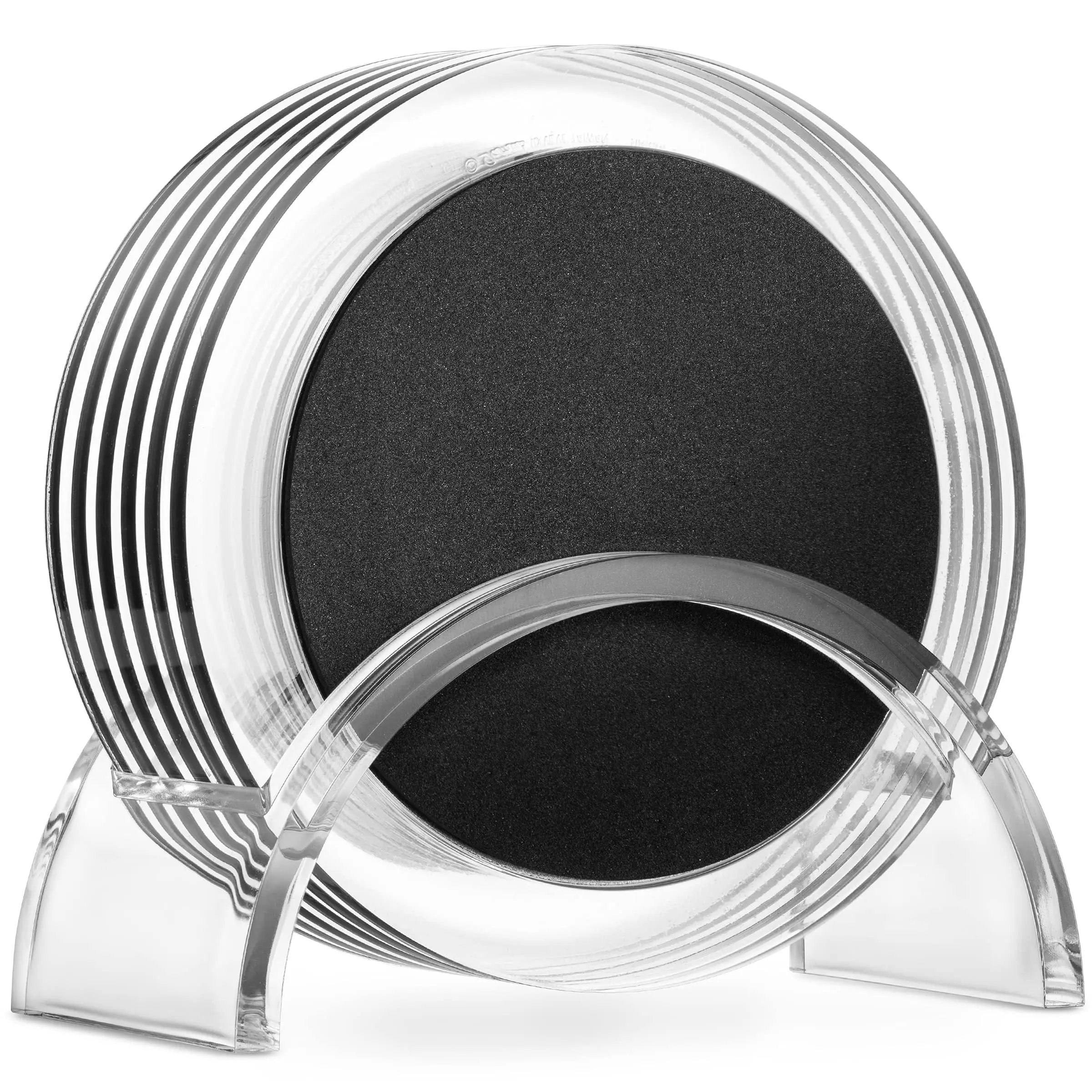 

Acrylic Drink Coasters Set of 6 | Premium Stylish Black 4 Inch Coaster Set for Tabletop, Coffee Table Protection | Coasters