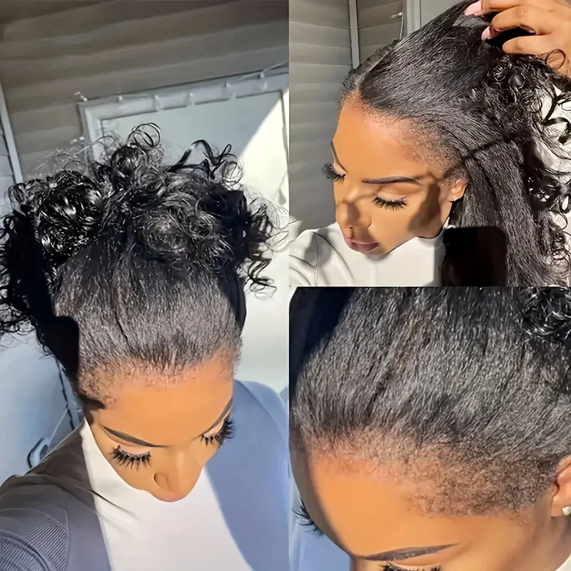 250 Density Kinky Straight Human Hair Wig 40 Inch 13x4 Hd transparent Lace Front Human Hair Wigs For Black Women Ready To Wear 6