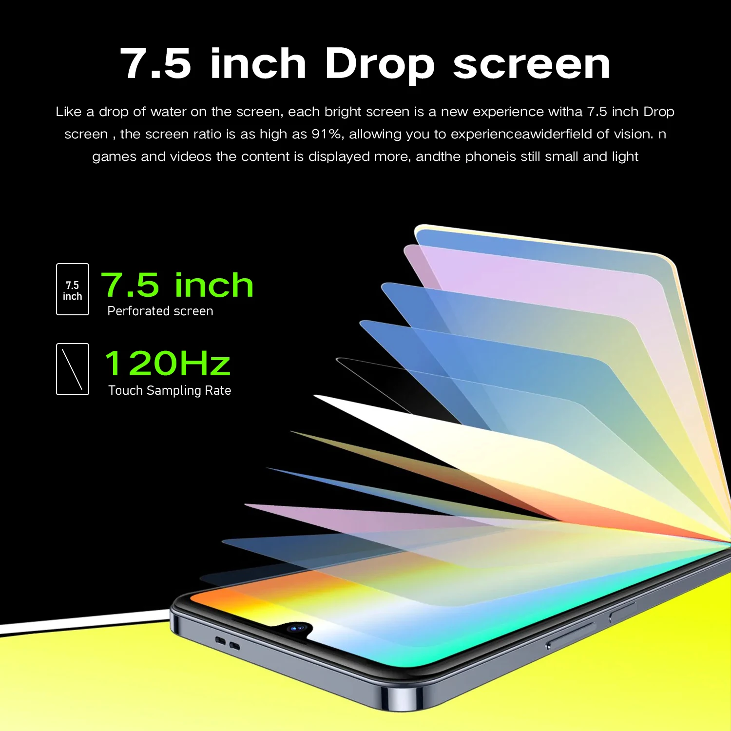 7.5 HD 안드로이드 휴대폰, 언락 4G, 5G, 듀얼 SIM 카드, 8000mAh, 16GB, 1TB, 50MP, 108MP 셀룰러, 인기 스마트폰, 40 프로