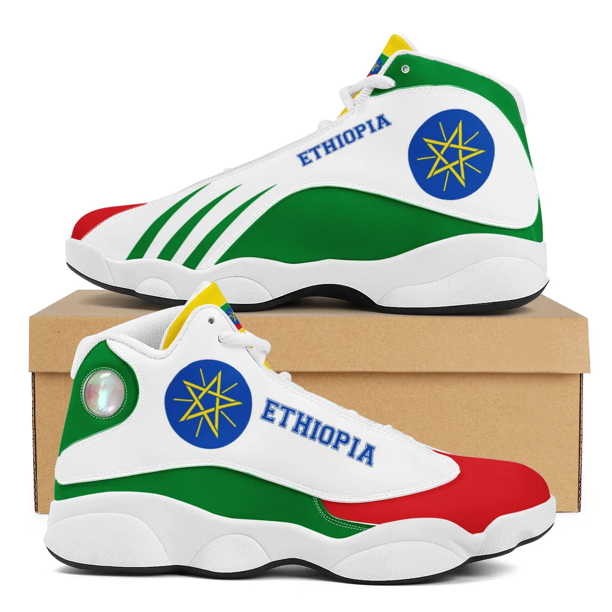 

New Ethiopia Flag Print Teenage Casual Sneakers Trendy Designer Cozy Basketball Shoes Outdoor Men Non-slip Durable Running Shoes