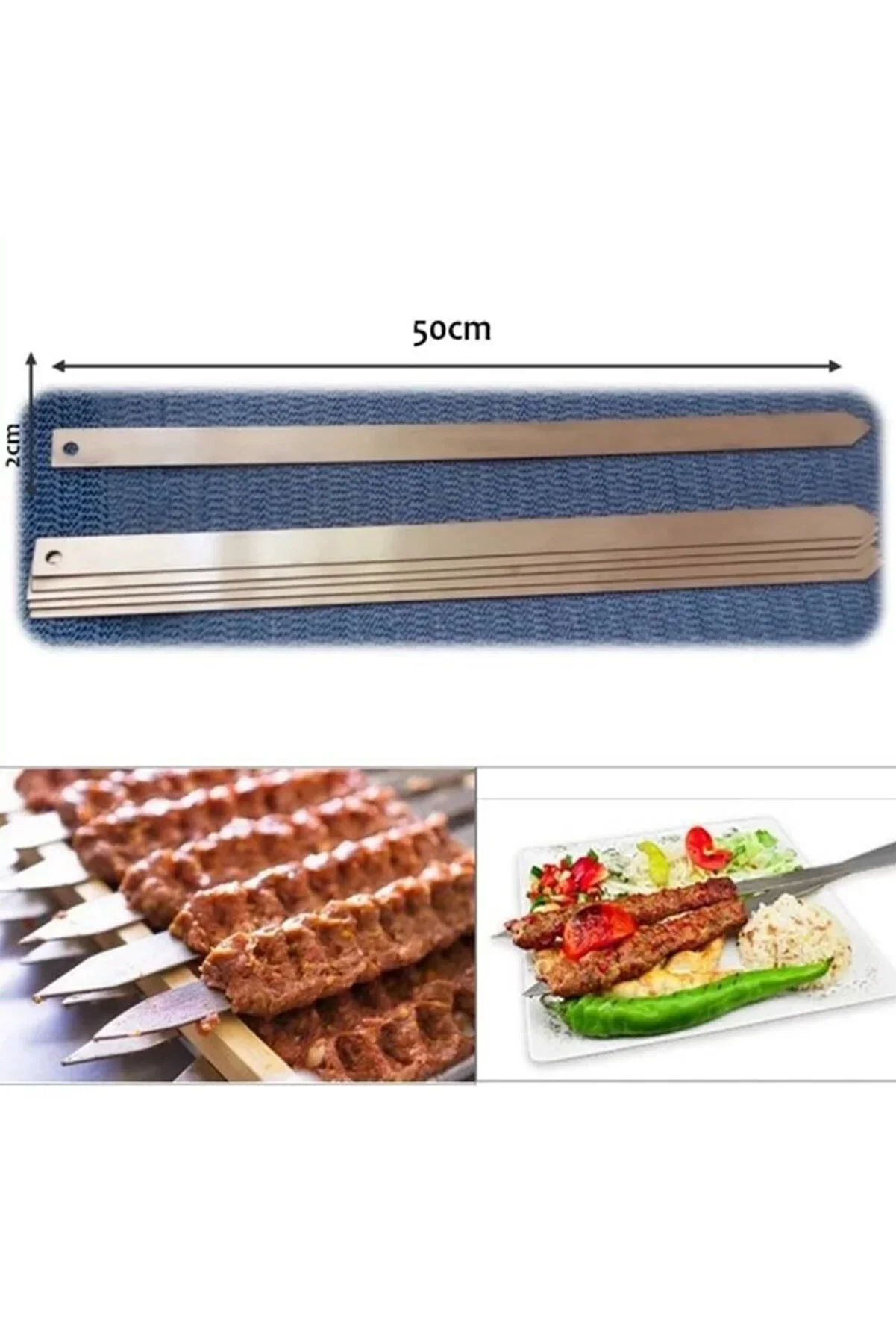50cm Adana Kebab Skewers Premium Galvanized Iron for Delicious Doner
