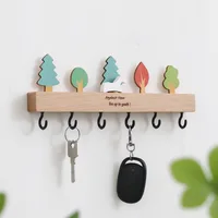 Creative Wooden Wall Mounted Key Storage Rack with 6 Hooks Wall Key Organizer,Home Decor for Entryway Hallway 1