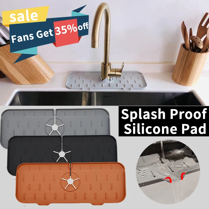 Kitchen Faucet Absorbent Mat Sink Splash Guard Silicone Faucet Splash Catcher Countertop Protector For Bathroom Kitchen Gadgets