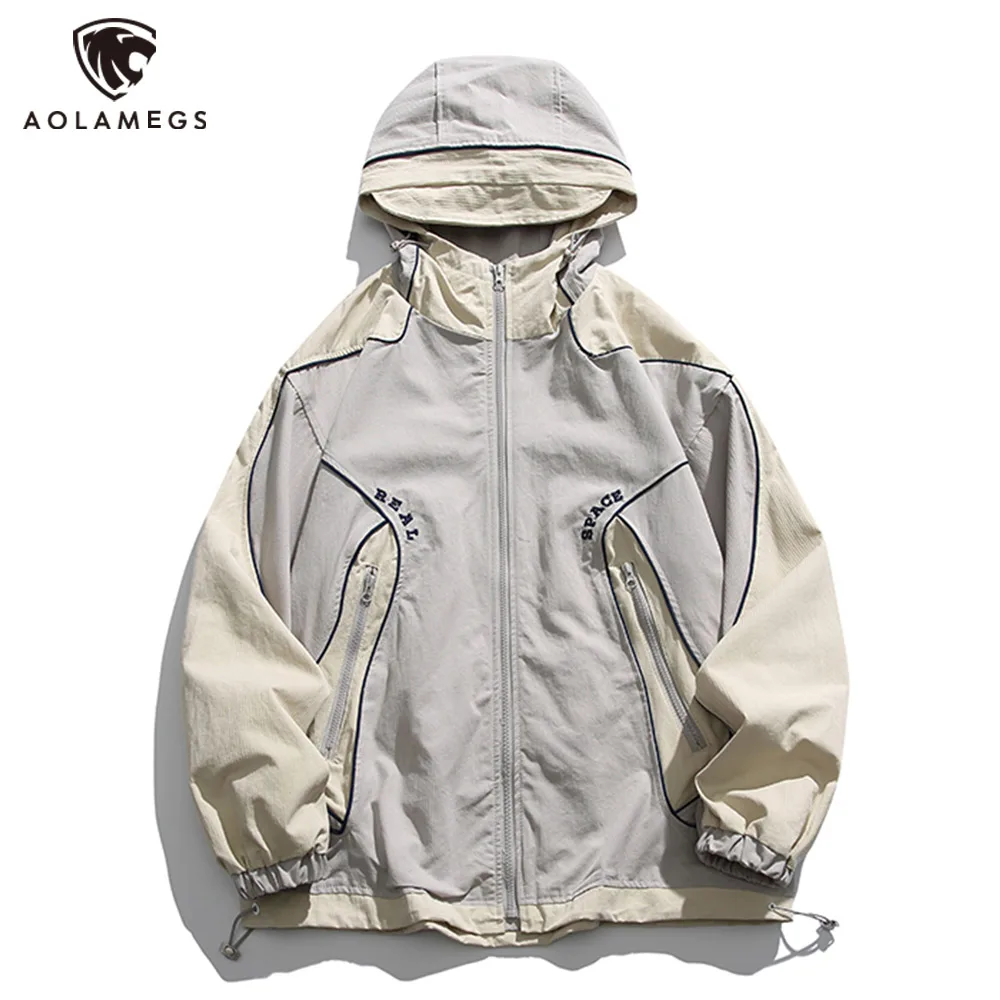 

Streetwear Men's Cargo Jacket Splicing Hooded Outdoor Jacket Casual Hip Hop Spring Harajuku Coat Punk Style High Street Outwear