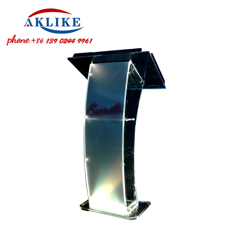 Modern Acrylic Lectern Rostrum Cheap Pulpit For Sale Led Light Podium Standing Clear Lectern Church Speech Podium