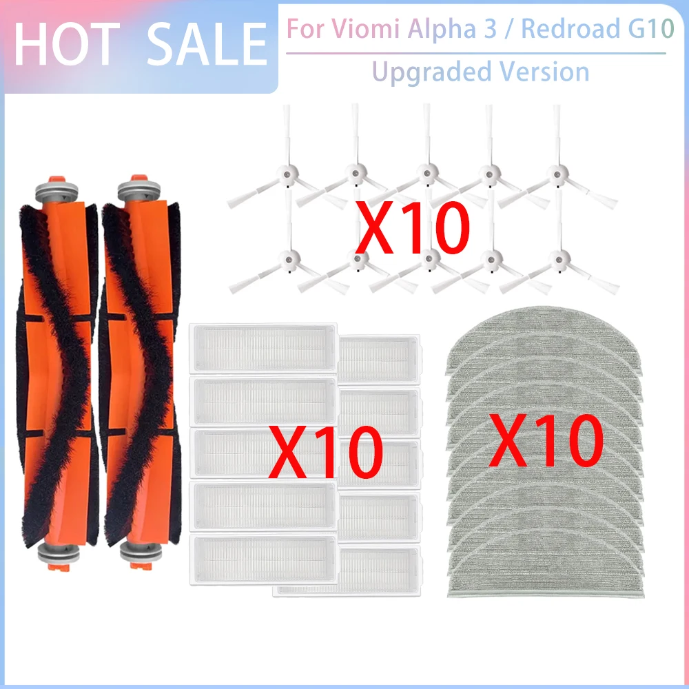 Compatível com Viomi Alpha Vxvc25 Redroad G10 Peças de Reposição para Robôs Aspiradores de pó Escova Lateral Principal Filtro Hepa Pano de Limpeza Pano de Limpeza Acessórios