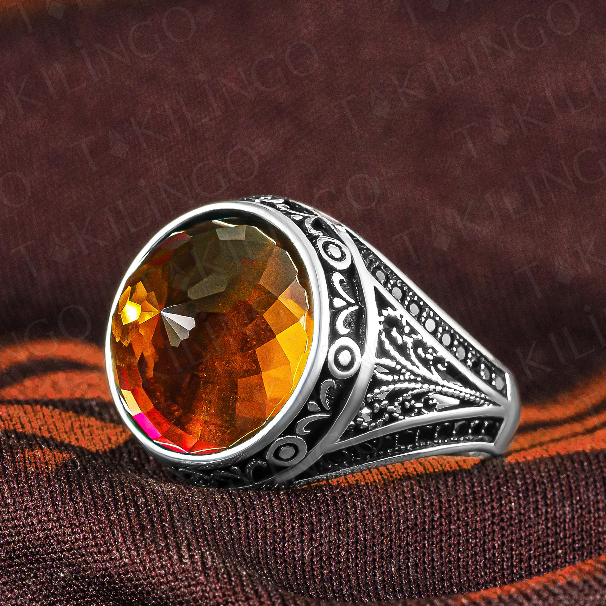 Zultanite Gemstone 925 Anello In Argento Da Uomo, Anello In Argento Da Uomo Fatto A Mano, Anello In Argento Con Zirconi Cubici Da Uomo, Anello Con Pie