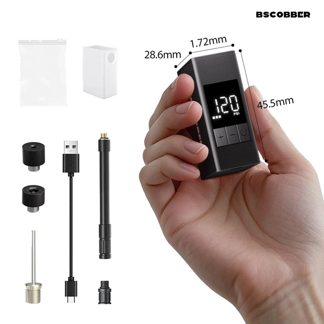 BSCOBBER pompe à Air Portable A3S vélo jauge numérique affichage Schrader Presta pneus électrique gonfleur de pneus 120PSI Mini pompe 1