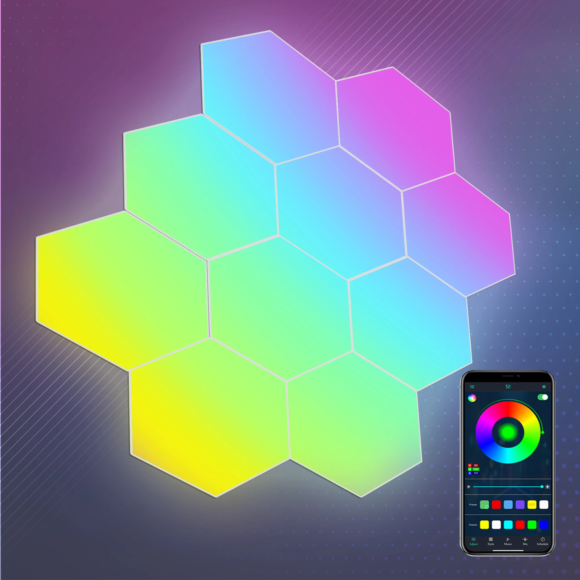 Шестигранные настенные панели Arrowzoom с поддержкой Wi-Fi