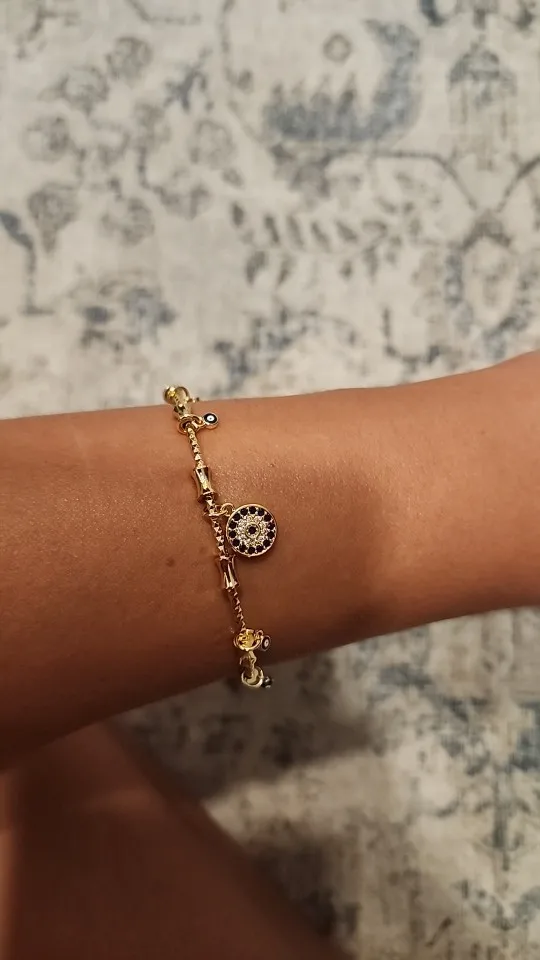 Gold Evil Eye Bracelet | Elegant Gold Bangle photo review