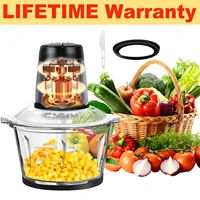 Hachoir Électrique 2L avec Grand Bol en Verre, 2 Vitesses, 300W, Hachoir à Viande Domestique, Robot Culinaire pour Bébé 1