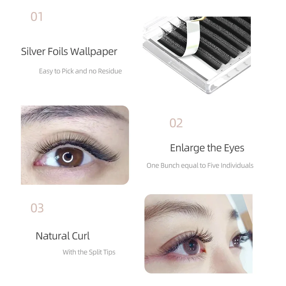 Eyelash Extensions 4D W Shape Hand Waved Premade Fans