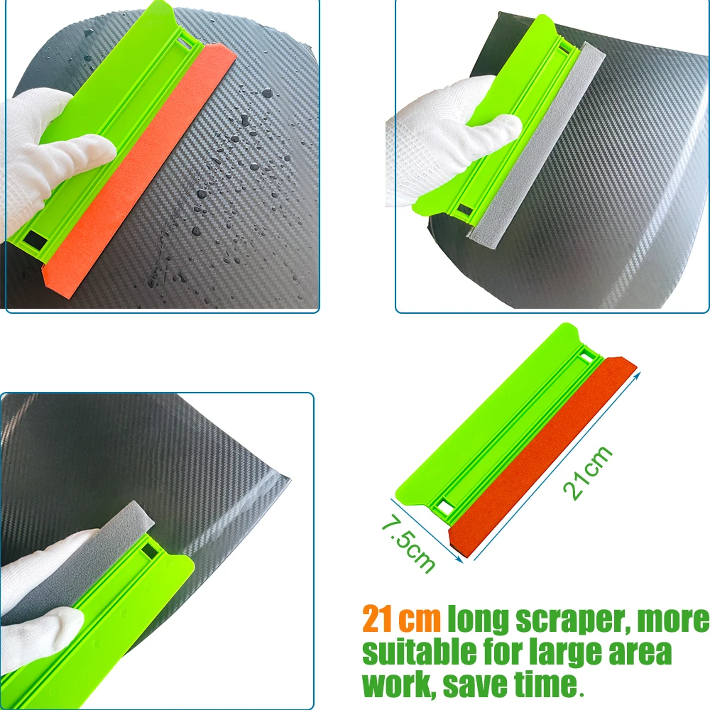 Car Accessories 21cm Carbon Film Vinyl Wrap Felt Squeegee No Scratch Scraper Cleaning Tools Window Tinting Glass Wash Tool TOFAR razor blade scraper car sticker remover vinyl squeegee window tinting squeegee window scraper tool automotive film tools window scraper razor blade scrapers car film scraper window tint squeegee