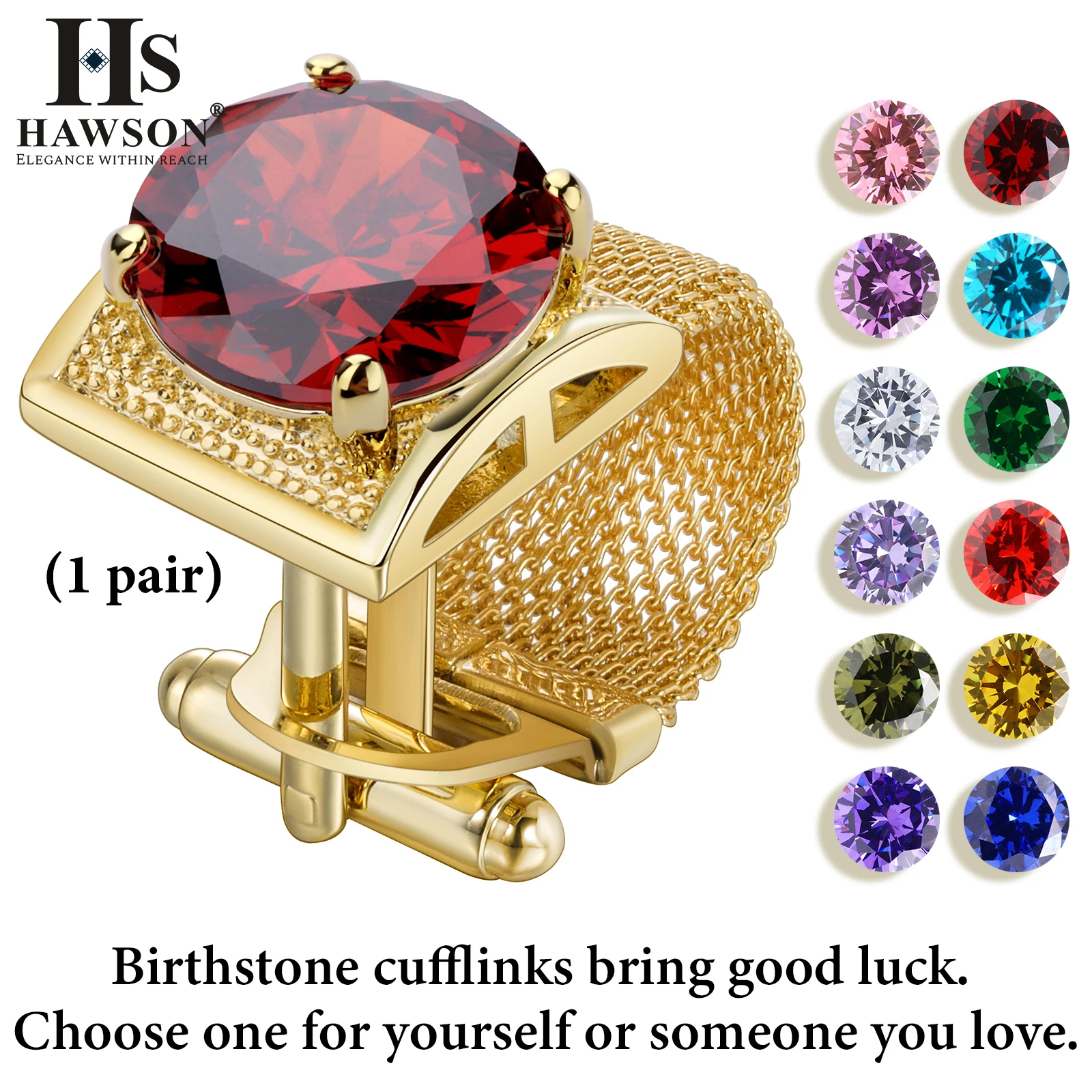 Mens Crystal Cufflinks with Chain-luxury Shiny French Shirt Cufflinks wedding business gift accessories Birthstone cuff HAWSON For Mens Cufflinks