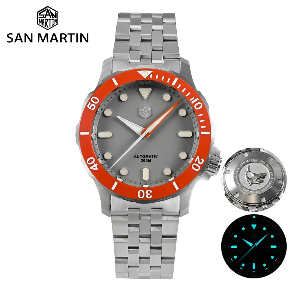 San Martin Men Watch 40mm Original Design NH35 Dive Sports Luxury Sapphire Automatic Mechanical Watches 20Bar Waterproof BGW-9 1