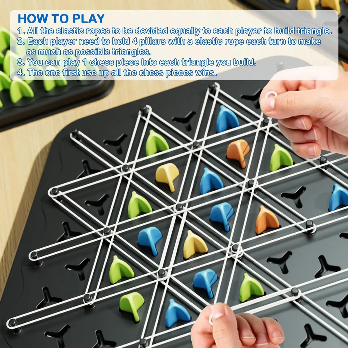 Chain Triangle Chess Game, Geometric Chess Game, Board Games for Family Night, Family Games for Kids and Adults, 2 to 4 Players 4