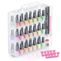 48-Bottle Transparent Nail Polish Organizer. Features an Adjustable Divider and Double-Side Design. Ideal for Gel Nail Polish 1