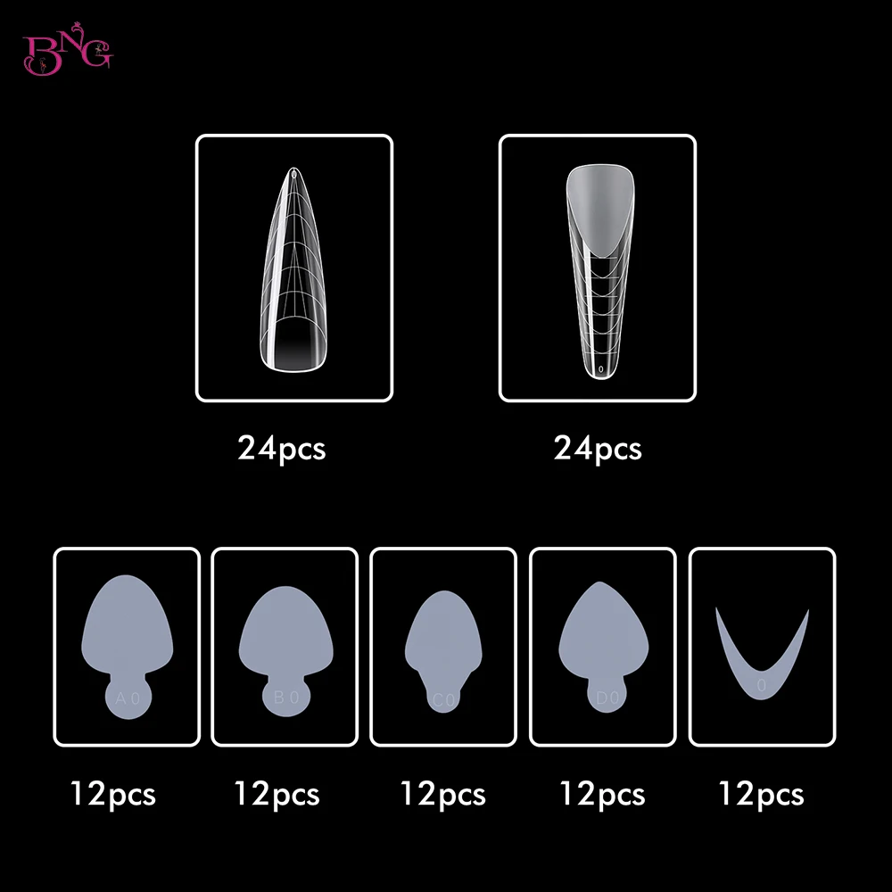 BNG Duet System Dual Nail Forms Kit Reusable Soft French Silicone Sticker Pads Nail Mold Quick Building Extension Manicure Tools