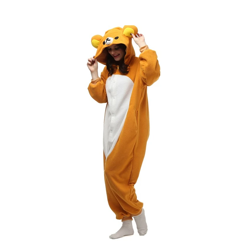 Unisex Adult Relax Bear Onesie Animal Cosplay Costume One Piece Pajamas Kigurumi Costume Cartoon Pajamas Onesie Props cosplay costumes
