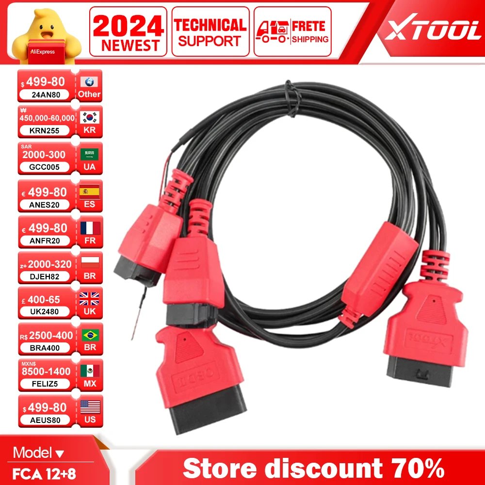 

XTOOL FCA 12+8 Connector Universal Cable Adapter For Chrysler Connect With X100Pad3 A80pro A80promaster EZ400pro D7 D8 D9 D9Pro