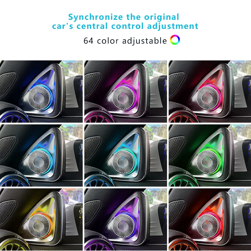 스피커 오디오 앰비언트 라이트, 벤츠 C, E, S, GLC 클래스 W205, X253, W213, W222, W223, W447Car, 4D 트위터, MB 로터리 고음 발광