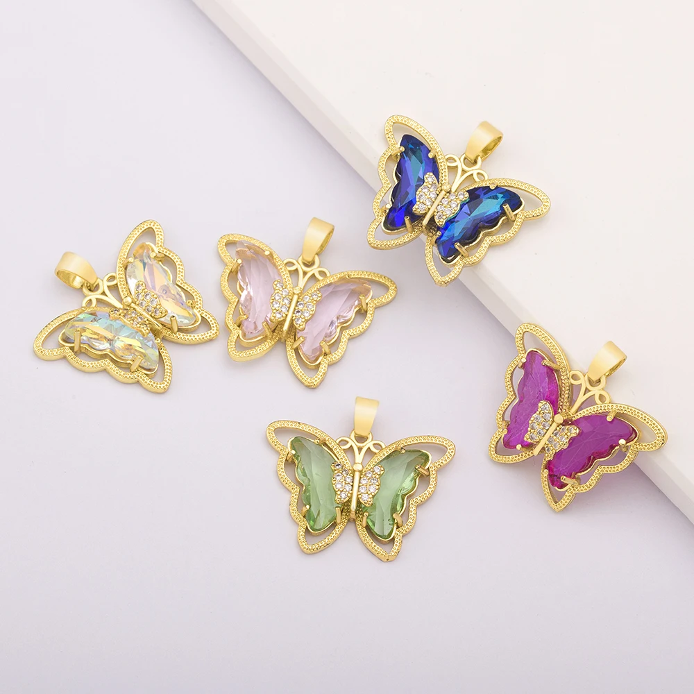 Fashion Crystal Butterfly Charms DIY Pendants Necklaces Designer