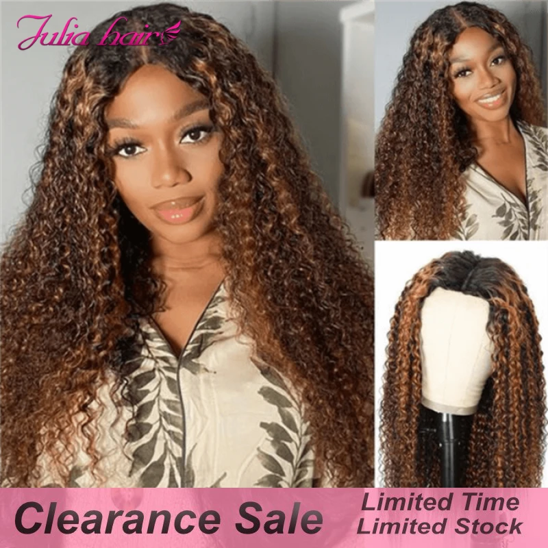 

Julia Hair Balayage Highlight Glueless V Part Curly Wig Beginner Friendly Wear And Go No Leave Out Upgrade U Part Human Hair Wig