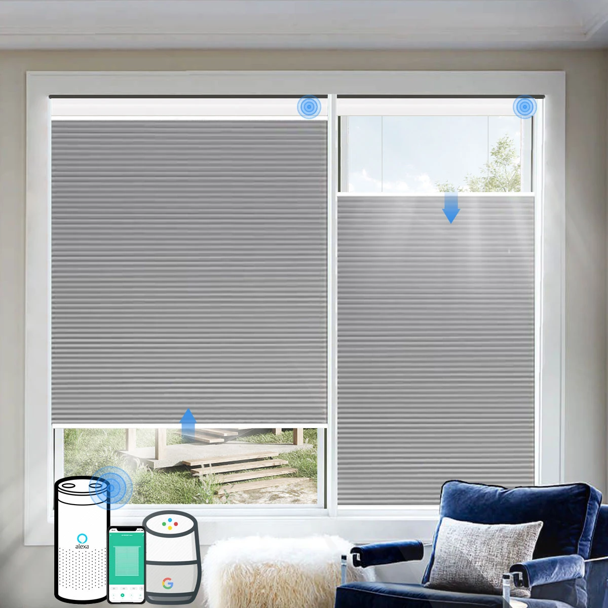Motorized Cellular Blinds Bottom Up Top Down Shades Battery Blind for Window Bedroom