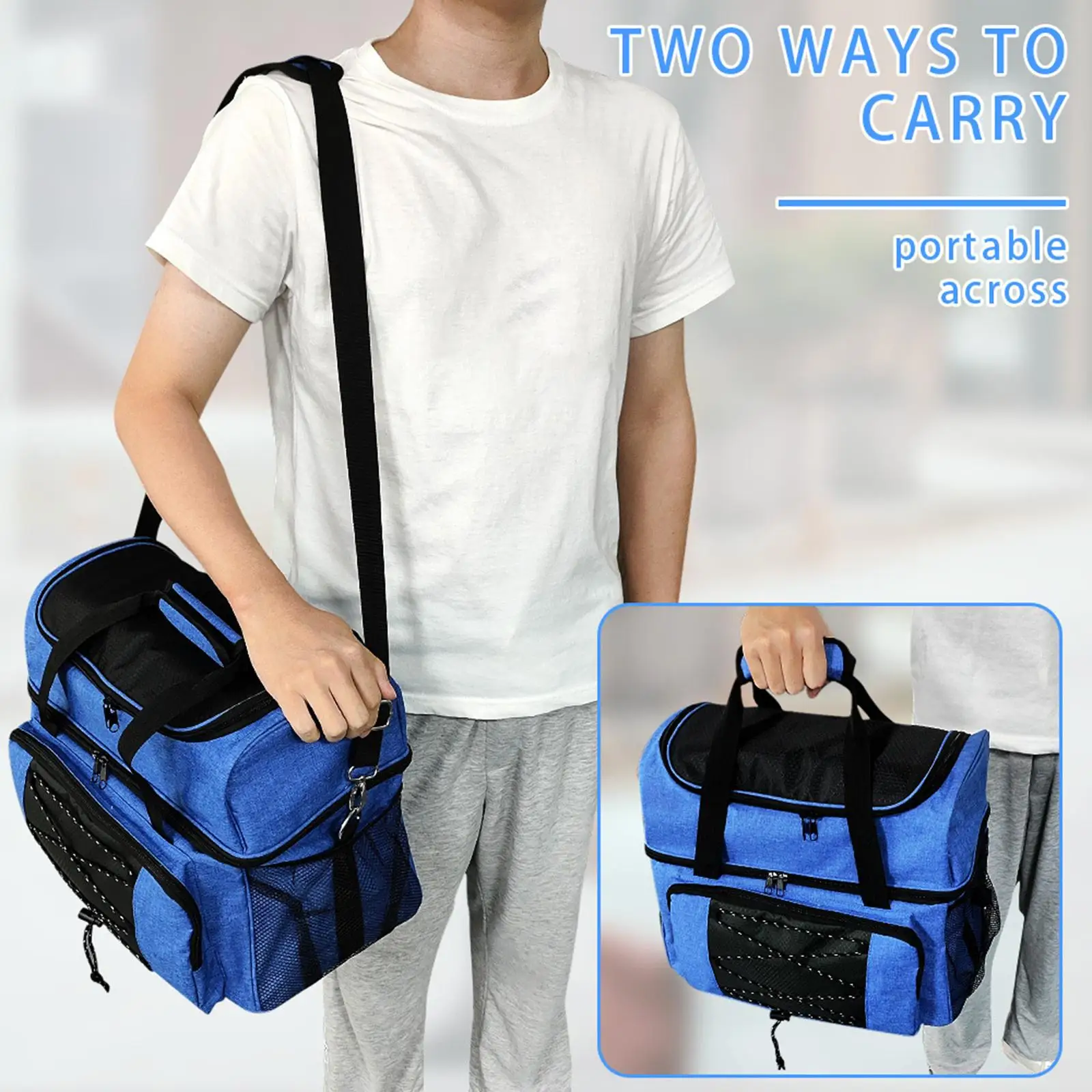 Bowling Ball Carrier Bag for 2 Balls Portable Waterproof Travel Shoe Backpack Sports Ball Bag Soccer Shoulder Holder Carrier