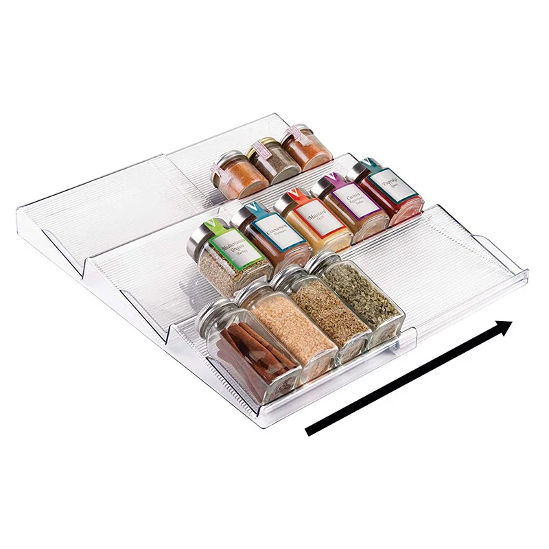 

Expandable Plastic Deluxe Spice Rack, Drawer Organizer for Kitchen Cabinet Drawers for Spice Jar, Food Seasoning Bottle Storage