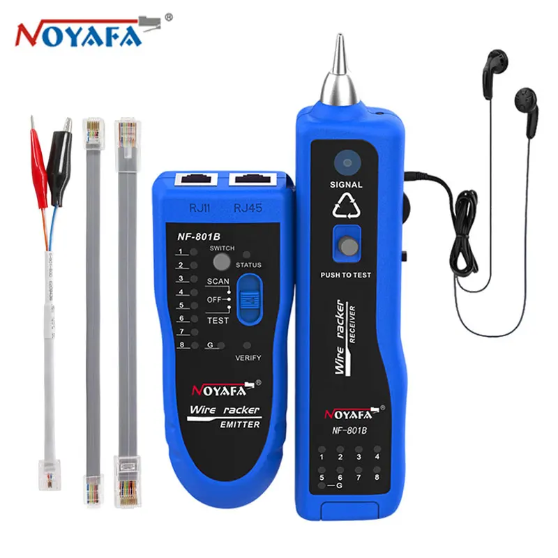 

NOYAFA NF-801 Network Cable Tester RJ45 RJ11 Ethernet LAN Telephone Wire Tracer Line Finder with LED Lighting Withstand Voltage