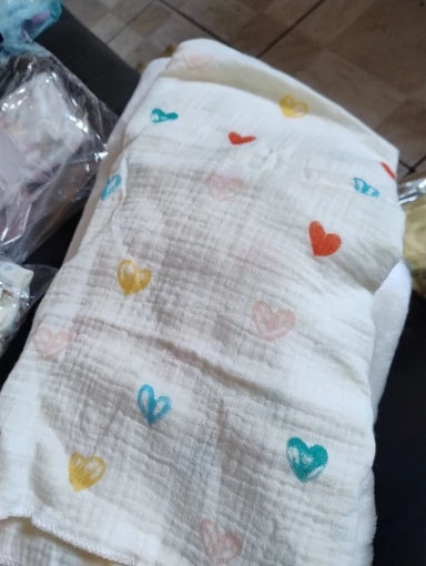 Baby Swaddle Blanket Double Layer Muslin Cartoon Print Soft Newborn Cotton Swaddling Wrap Baby Stroller Cover Bedding 80*80cm photo review