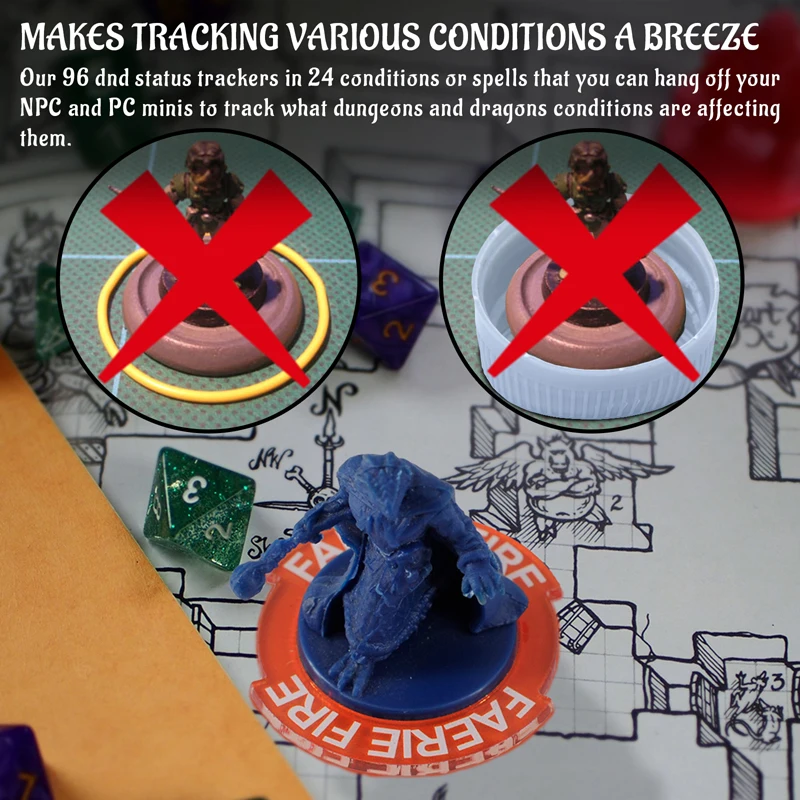Condition Rings Status Effect Markers 96 PCS for Dungeon