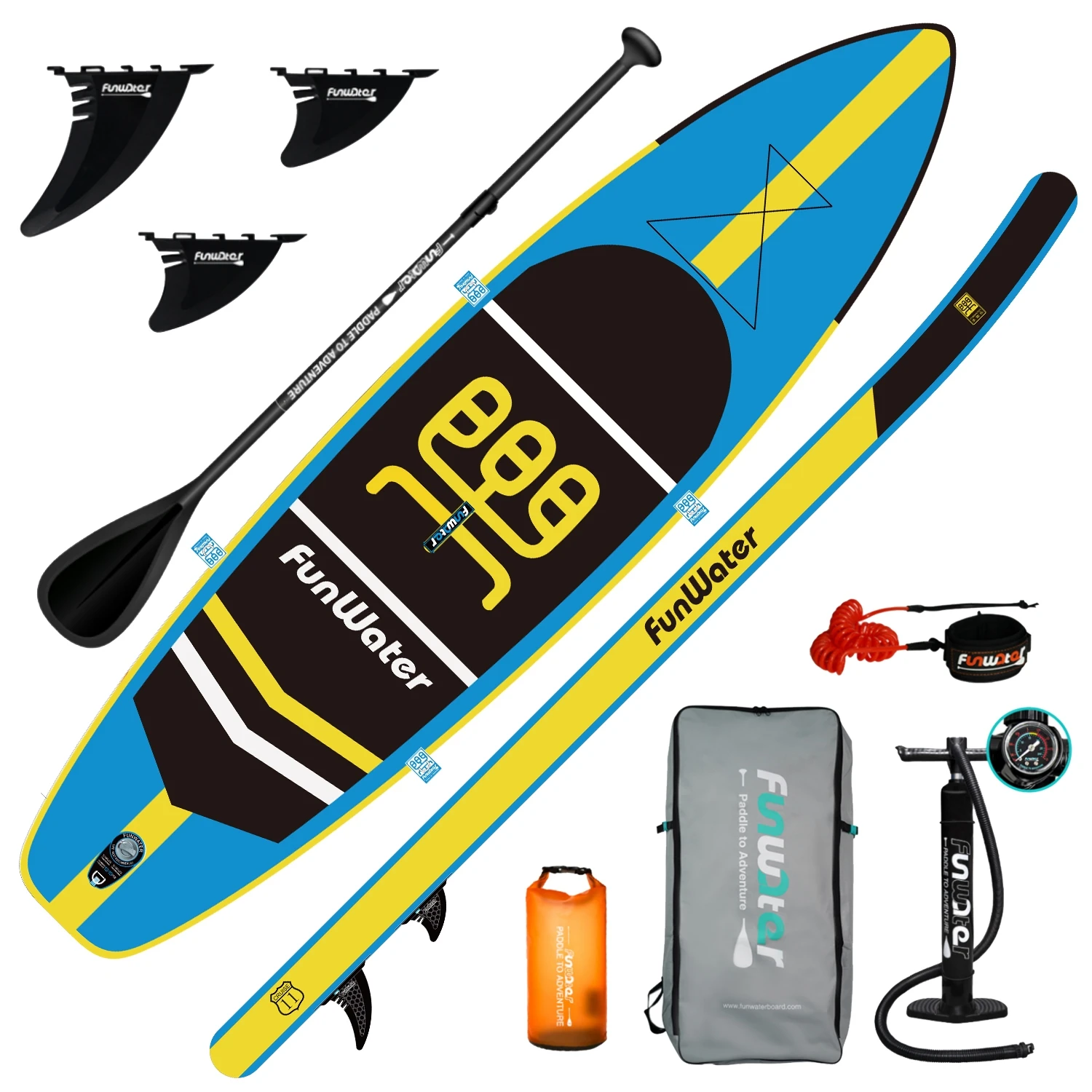 Funwater Tavola Stand-Up Paddle Gonfiabile Sup 11'X33 "X6"-Scheda Di Supporto Con Kit Di Riparazione, Pinne, Borsa Impermeabile 10L, 335*84*15 Cm