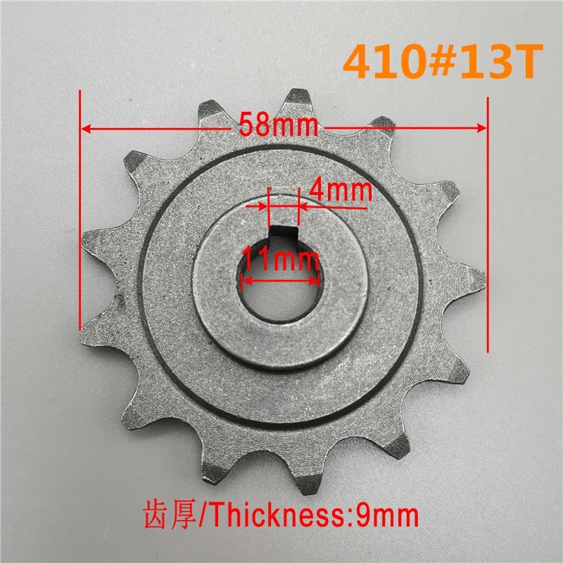 9/13 Teeth Electric Vehicle Type 410 Bike Chain Wheel Pinion Gear Motor Sprocket Carbon Steel Gear for Ordinary Bicycle Parts